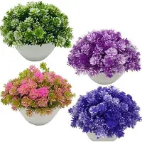 OEM Mini kunstmatige bonsai planten in pot, 4 stuks, voor woonkamer, kantoor, balkon en bruiloft decoratie