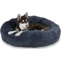 OEM Großes und bequemes XXL-Hundebett mit Anti-Slip-Eigenschaften, 120 cm, dunkelgraues Design für große, mittelgroße und kleine Hunde.