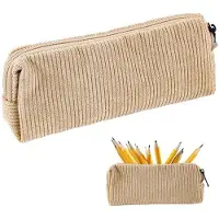 OEM Kleines Corduroy Etui in Rosa für Mädchen mit Reißverschluss für Schule, Büro, Kosmetik Organizer (hellgelb)