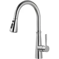 OEM Rostfreie Küchenarmatur, Hochdruckausziehbare Küchenarmatur, 360-Grad-Drehbare Küchenarmatur mit 2 Wasserstrahltypen, Küchenarmatur aus Edelstahl, geborsteltes Nickel