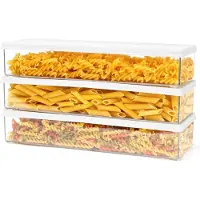 Unyqoos Vorratsdosen-Set 3er – 3x rechteckige Frischhalteboxen 1100 ml (10,5 x 30,5 x 5,5 cm), PET, transparent, luftdichter Deckel für Pasta & Lebensmittel