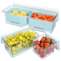 Unyqoos Set – 3 stapelbare Frischhaltedosen für Obst & Gemüse, BPA‑frei, luftdicht mit Silikonverschluss, 750/1500/2300 ml, mit Abtropfgitter, -20–90 °C