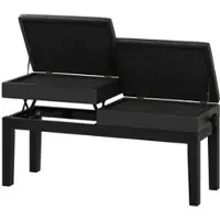 OKWISH Klavierhocker Kunstleder Schwarz 105x37x48-58 cm, höhenverstellbar, Doppelsitz mit Stauraum, Kautschukholz-Beine