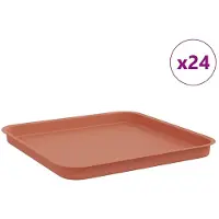 vidaXL Quadratisches Blumentablett 24 pcs Ziegelrot 32 x 32 x 2,5 cm