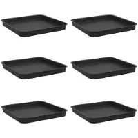 vidaXL Quadratisches Blumentablett 6 pcs Schwarz 25,5 x 25,5 x 2,5 cm