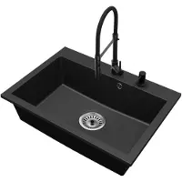 Brado Granitspüle Einbauspüle 1 Becken Elite 70 mit Armatur Chrom, Seifenspender und Ablaufgarnitur