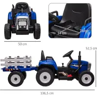 HOMCOM Elektrischer Traktor Kinder Aufsitztraktor mit MP3 Funktion, 3-6KM/H Blau