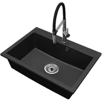 Brado Granitspüle Einbauspüle 1 Becken Elite 70 mit Armatur Chrom und Ablaufgarnitur