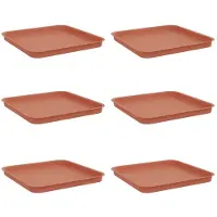 vidaXL Quadratisches Blumentablett 6 pcs Ziegelrot 32 x 32 x 2,5 cm