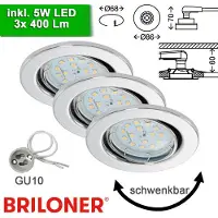 Briloner LED Einbauleuchten 68mm Einbaustrahler Spot GU10 schwenkbar