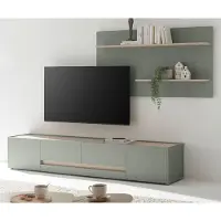 Furn.Design Wohnwand "Center" in Salbei Grün mit Eiche, 2-teiliges Set mit 220 cm TV-Lowboard