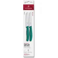 Victorinox Swiss Classic 6.7834.2C1 Tomato & Table Knife, Wavy, Green, Tomatenmesser Set 2-teilig
