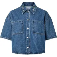Pieces Pcsky Bestickte 3/4-arm Jeanshemd | Blau | L