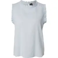 Vero Moda Rüschentop "VMTRINE SL TOP WVN NOOS", Damen, Gr. XL, cashmere blau, Web, Obermaterial: 100% Baumwolle, unifarben, normal, Rundhals, Tops Rüschentop, Baumwolle