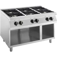 Kbs Gastrotechnik Gasherd 6 Brenner 6x6 Kw Offener Unterbau 1200x730x900 mm Pilotflamme