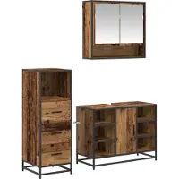 vidaXL Badezimmermöbel-Set mit Schubladen 3 pcs Altholz Holzwerkstoff