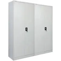 Proregal MegaDeal 2x Flügeltürenschrank ELEPHANT 2 Türen Abschließbar HxBxT 180x80x40cm 6 Fächern & Kleiderstange Stahl Pulverbeschichtet Lichtgrau