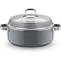 WMF Fusiontec Mineral Pro Schmortopf mit Deckel, 28 cm, Platinum 05.1886.5290, 6 l, Rund, Platin, Edelstahl, Fusiontec, Edelstahl