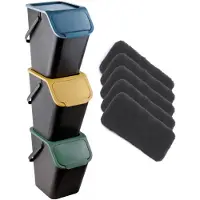 Practic Set mit 3 Mülltrennungsbehältern (25 l) von Bini + 5 Stück Aktivkohlefilter