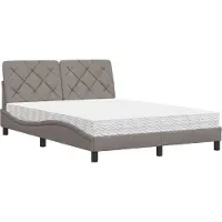 vidaXL Bett mit Matratze Hellgrau 140x200 cm Stoff