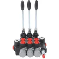 StarTech.com Hydraulikventil - 3-fach Wegeventil - Manuell - Einstellbares Sicherheitsventil - 40 l/min - Für Holzspalter - Gusseisen - Silber/Schwarz/Rot