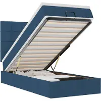 vidaXL Ottoman-Bett mit Matratze & LEDs Blau 120x200 cm Stoff