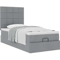 vidaXL Ottoman-Bett mit Matratze Hellgrau 120x190 cm Stoff