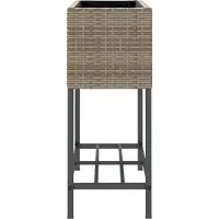 vidaXL Hochbeete mit Ablage 2 Stk. Grau 70x28x70 cm Poly Rattan