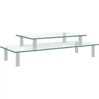 vidaXL Monitorständer 2-stufig Transparent Glas