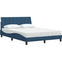 vidaXL Bett mit Matratze "Hanko" Blau 140x190 cm Stoff