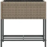 vidaXL Hochbeete mit Ablage 2 Stk. Grau 70x28x70 cm Poly Rattan
