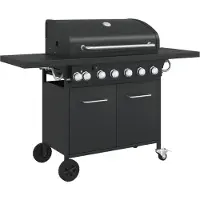 vidaXL Gasgrill mit 7 Flammen Schwarz Pulverbeschichteter Stahl