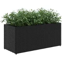 vidaXL Hochbeet mit 2 Fächern Schwarz 72x30x32 cm Poly Rattan