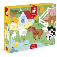 Janod Fühlpuzzle Bauernhof - sensorisches Spielzeug aus Karton 20 Teile