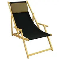 Erst-Holz Liegestuhl schwarz Gartenliege Sonnenliege Kissen Holz Deckchair Buche Gartenmöbel 10-305 N KD