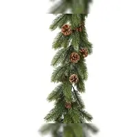 Christmas Decoration 1,8m Künstliche Tannengirlande 7cm Wintergirlande mit Tannenzapfen zum Dekorieren Basteln Weihnachtsgirlande Kunstgirlande Dekogirlande Grün Braun