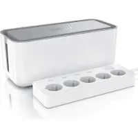 Bearware Steckdosenleiste 5-fach, Steckdosenleiste mit 4 USB-Ports, Ein-/Ausschalter, Kindersicherung, Überspannungsschutz, 1,50 m Kabel, inkl. Kabelbox