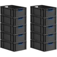 Proregal SparSet 10x Eurobox Nextgen Color HxBxT 22x40x60cm 44 Liter Griffe Blau Offen Schwarz Eurobehälter Transportbox Transportbehälter