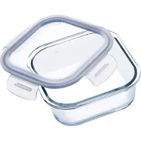Kadax Lebensmittelbehälter-Set, Glasdeckel, quadratische Box, 3-teilig