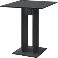 En.casa Küchentisch Quadratisch 65 x 65 x 78 cm Säulentisch Esszimmertisch aus Spanplatte Speisetisch Tisch Dunkelgrau matt []