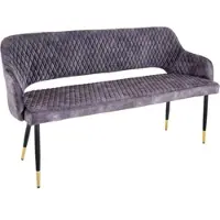 Invicta Sitzbank PARIS - 160cm grau Samt Rückenlehne goldene Fußkappen Retro Metallbeine