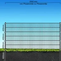 FA-Bausysteme Doppelstabzaun Anthrazit 8-6-8 Plättchen 1230 mm 35 m