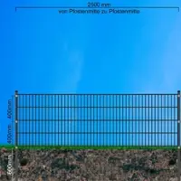FA-Bausysteme Doppelstabzaun Anthrazit 6-5-6 Leiste 830 mm 30 m