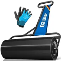Kesser Rasenwalze Metall mit Handschuhen Handwalze Rasenroller Gartenwalze Ackerwalze Walze befüllbar mit Wasser oder Sand