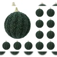 Christmas Decoration 12 Weihnachtskugeln 8cm Kunststoff Glitzer geriffelt Styropor Christbaumkugeln Weihnachtsbaumkugeln Christbaumschmuck Weihnachtsbaumschmuck Deko Grün