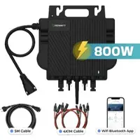 SUNNIVA GROWATT Mikro-Wechselrichter 800 W NEO-800M-X für Balkonkraftwerk, IP67 wetterfest, Plug&Play Installation, 2 MPPT, WIFI Bluetooth, inkl.5m Anschlusskabel und 4x1m Solarkabel