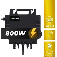 SUNNIVA GROWATT Mikro-Wechselrichter 800 W NEO-800M-X für Balkonkraftwerk, IP67 wetterfest, Plug&Play Installation, 2 MPPT, WIFI Bluetooth, Micro Inverter