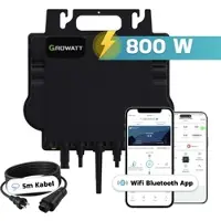 SUNNIVA GROWATT Mikro-Wechselrichter 800 W NEO-800M-X für Balkonkraftwerk, IP67 wetterfest, Plug&Play Installation, 2 MPPT, WIFI Bluetooth, inkl.5m Anschlusskabel Micro Inverter