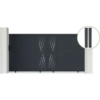 Casanoov Schiebetor Veleta 350x180cm Graues Aluminium & 2 Pfosten 20x20cm H.190cm