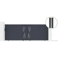Casanoov Schiebetor Veleta 400x140cm Graues Aluminium & 2 Pfosten 20x20cm H.166cm